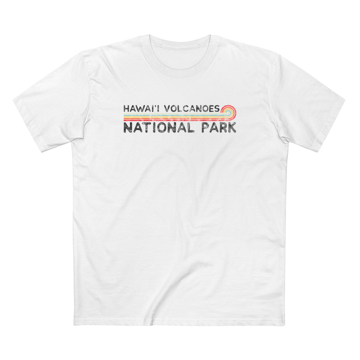 Hawaii Volcanoes National Park T-Shirt - Vintage Stretched Sunrise in White