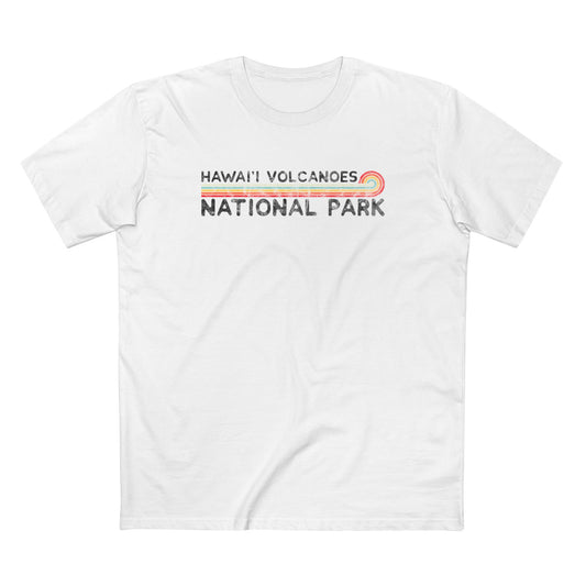 Hawaii Volcanoes National Park T-Shirt - Vintage Stretched Sunrise in White