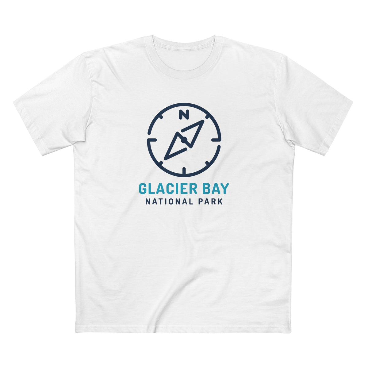 Glacier Bay National Park T-Shirt Compass Design in White