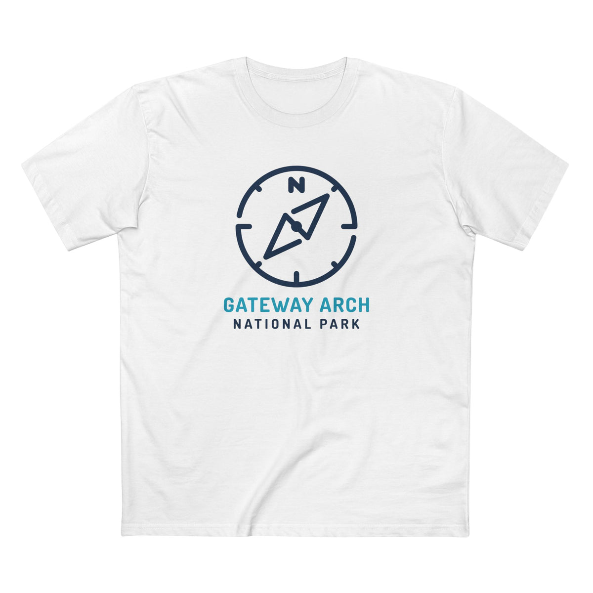 Gateway Arch National Park T-Shirt Compass Design in White