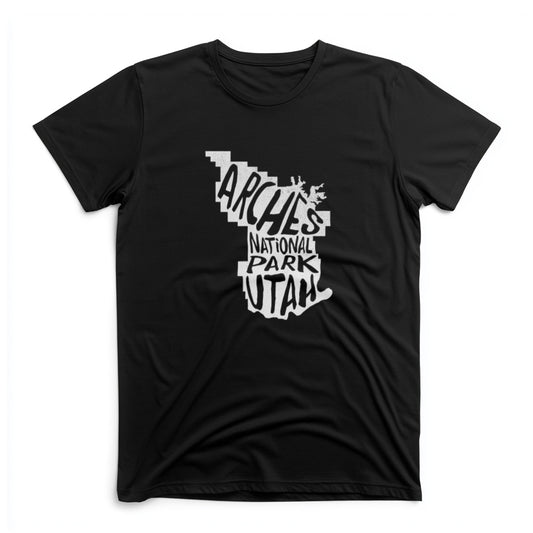 Arches National Park T-Shirt - Map in Black