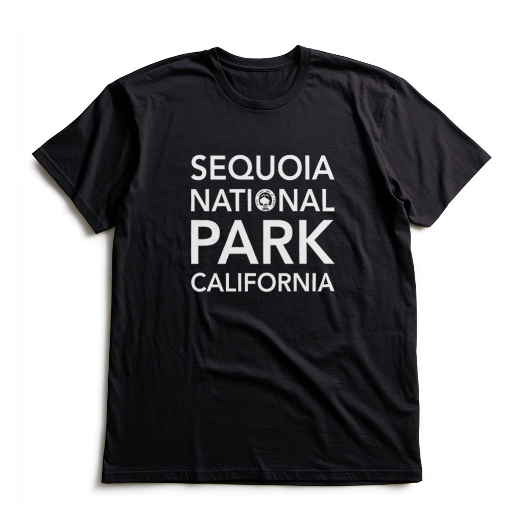 Sequoia National Park T-Shirt Block Text in Black