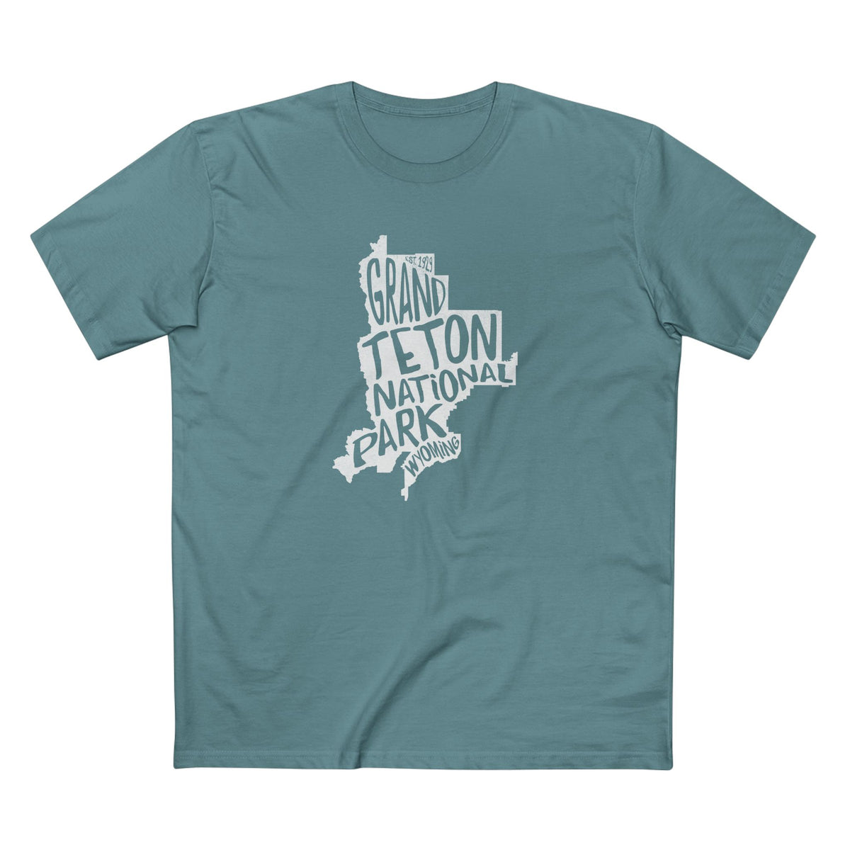 Grand Teton National Park T-Shirt - Map in Slate Blue
