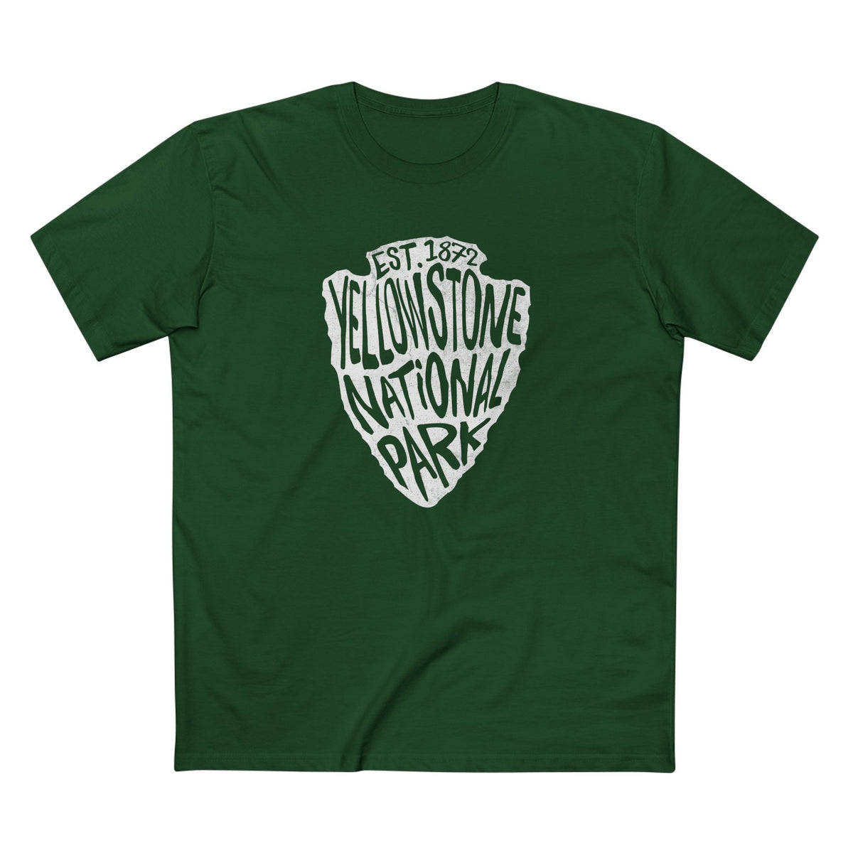 Yellowstone National Park T-Shirt - Arrowhead Design in Forest Green