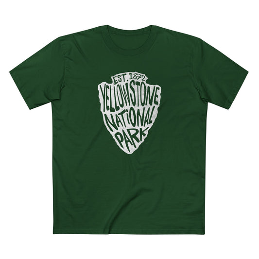 Yellowstone National Park T-Shirt - Arrowhead Design in Forest Green
