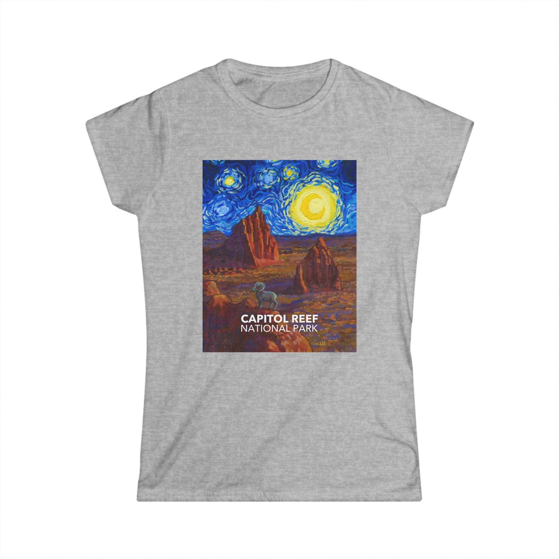 Capitol Reef National Park T-Shirt - Women's Starry Night — Van Gogh ‘Starry Night’-style design — gallery image 3