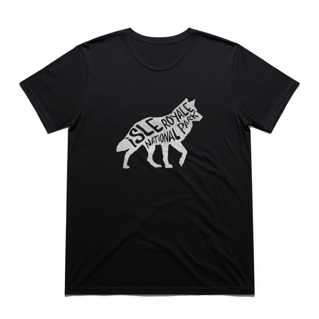 Isle Royale National Park T-Shirt - Gray Wolf in Black