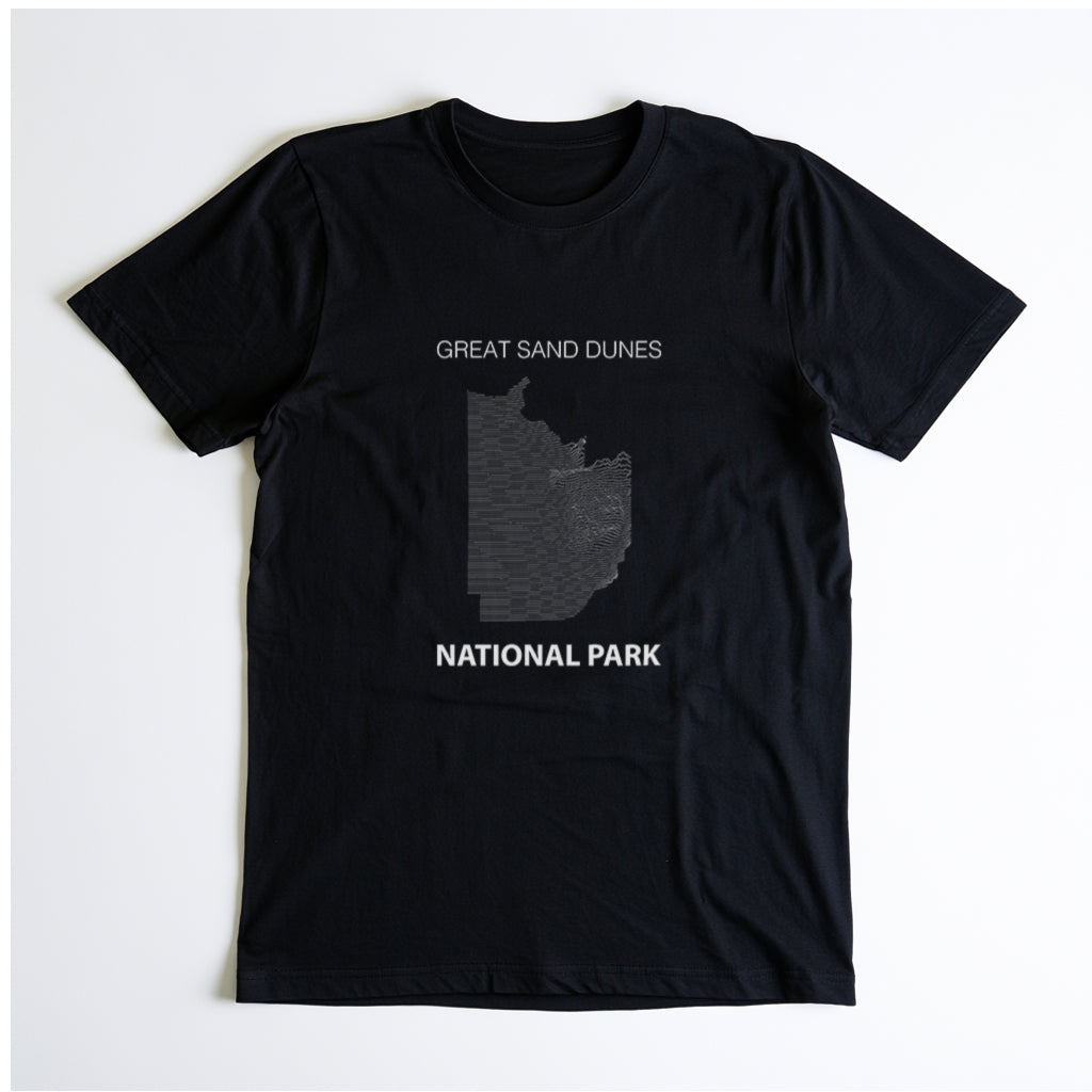 Great Sand Dunes National Park T-Shirt - Topographical Lines in Black