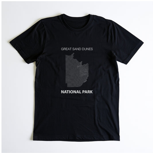 Great Sand Dunes National Park T-Shirt - Topographical Lines in Black