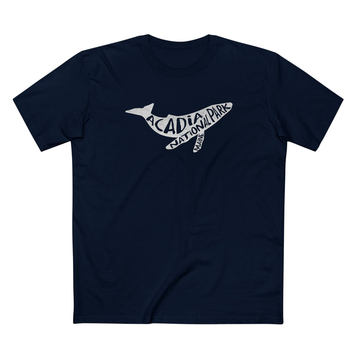 Acadia National Park T-Shirt - Humpback Whale in Navy