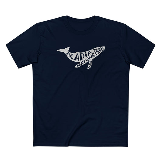 Acadia National Park T-Shirt - Humpback Whale in Navy