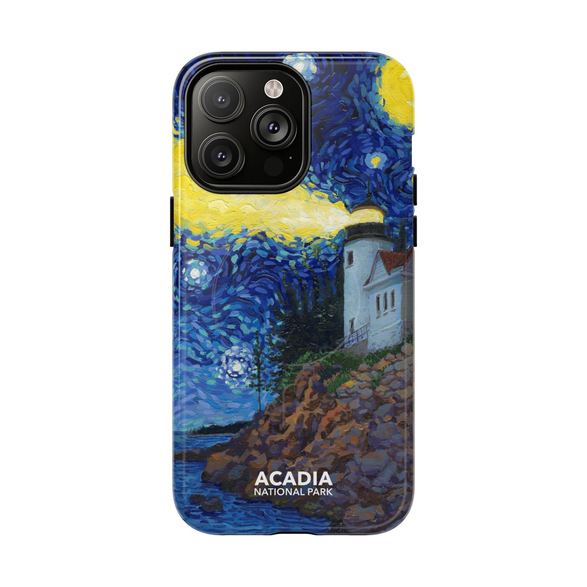 Acadia National Park iPhone Case with MagSafe - Starry Night Lighthouse