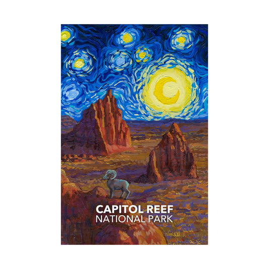 Capitol Reef National Park Poster - Starry Night
