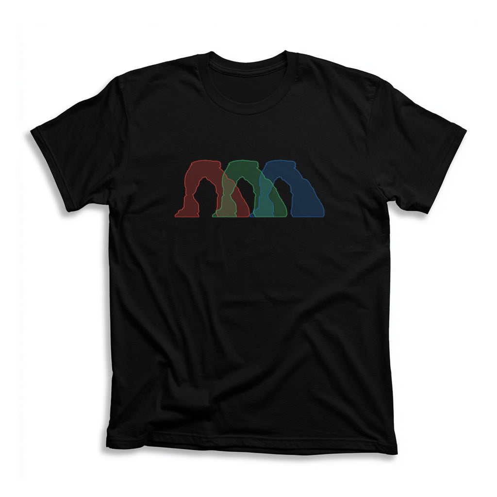 Arches National Park T-Shirt - Histogram Design Delicate Arch in Black