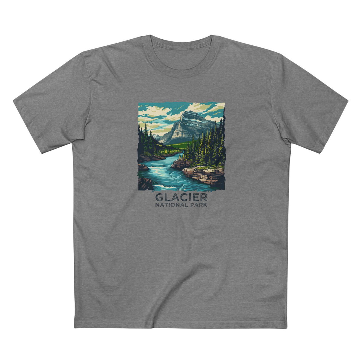 Glacier National Park T-Shirt - Vintage Design in Athletic Heather