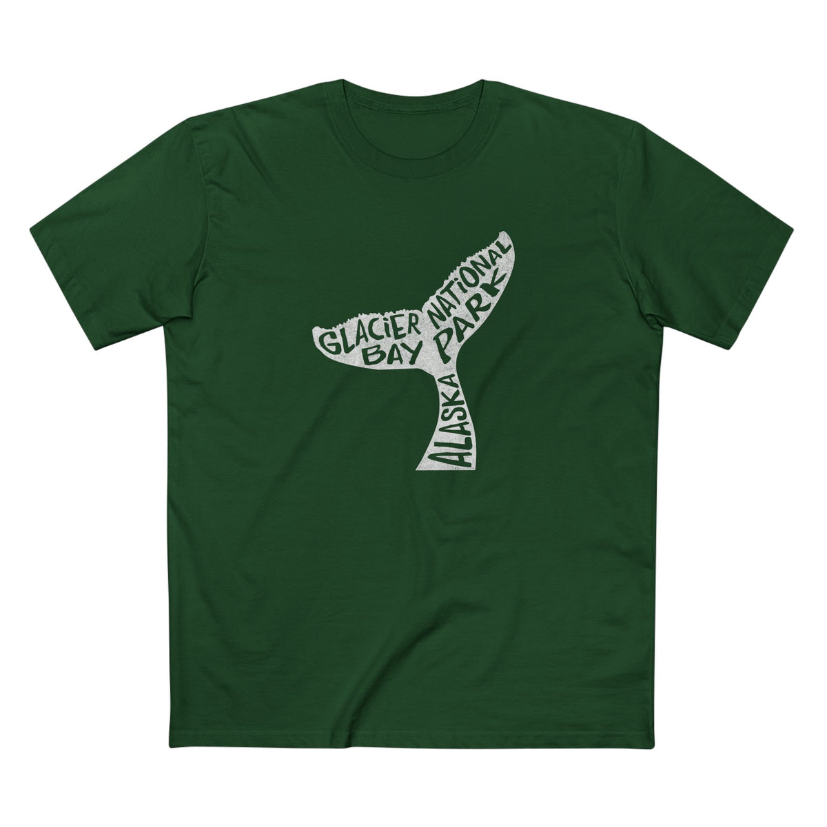 Glacier Bay National Park T-Shirt - Humpback Whale Tail in Forest Green