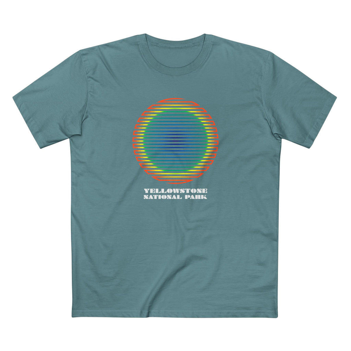 Yellowstone National Park T-Shirt - Grand Prismatic Spring Gradient in Slate Blue
