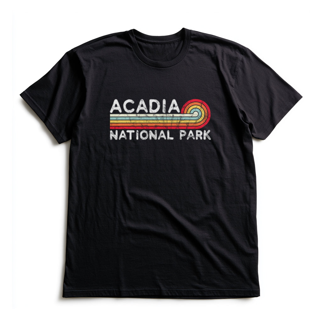 Acadia National Park T-Shirt - Vintage Stretched Sunrise in Black