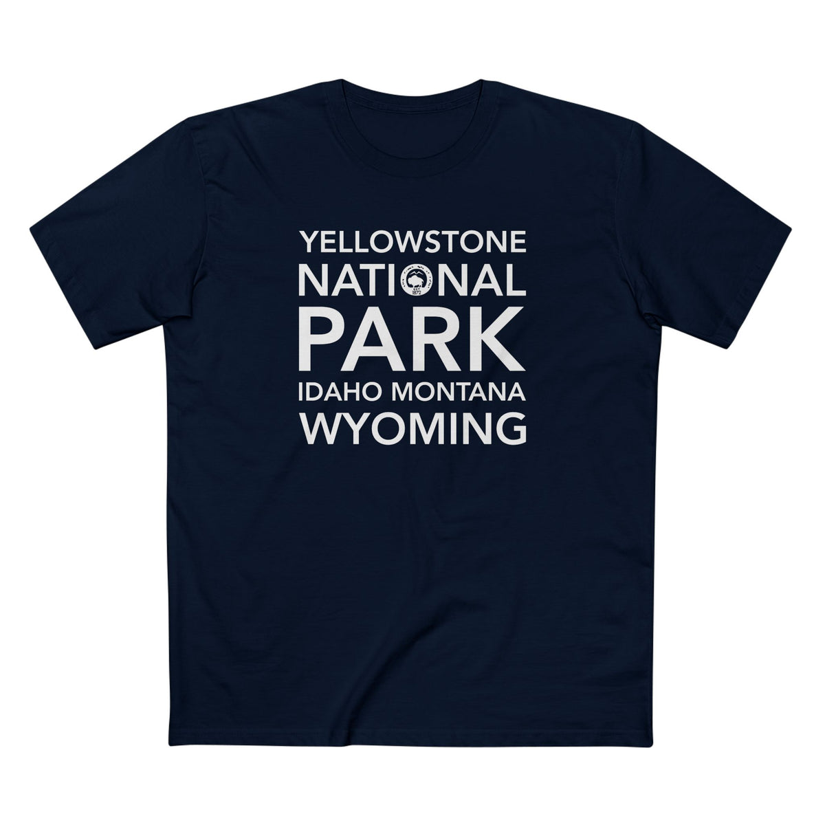 Yellowstone National Park T-Shirt Block Text in Navy