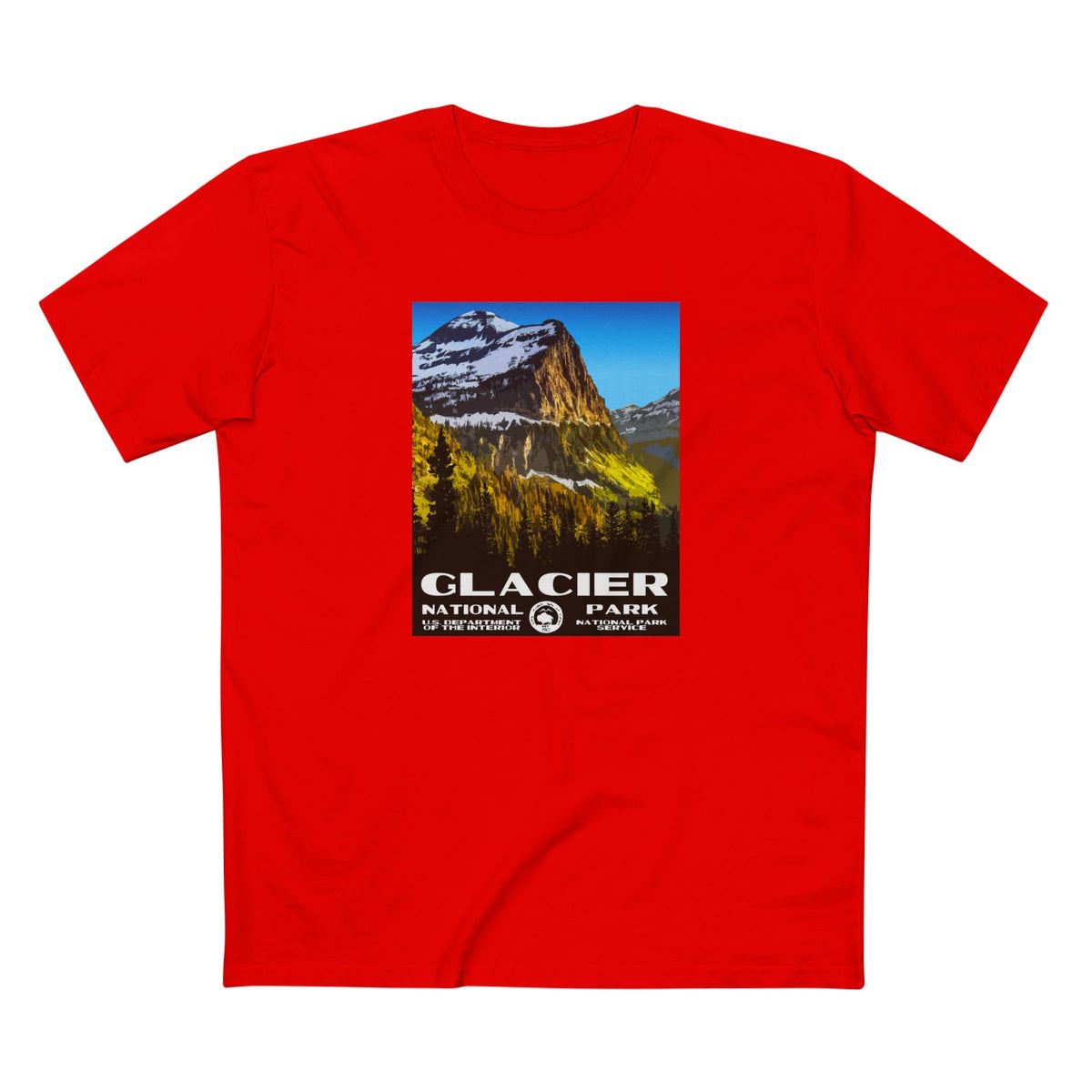 Glacier National Park T-Shirt - WPA Poster in Red