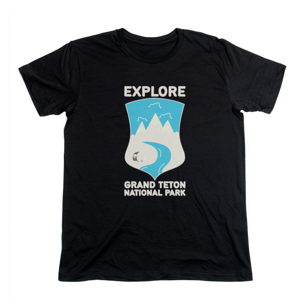 Grand Teton National Park T-Shirt - Camper in Black