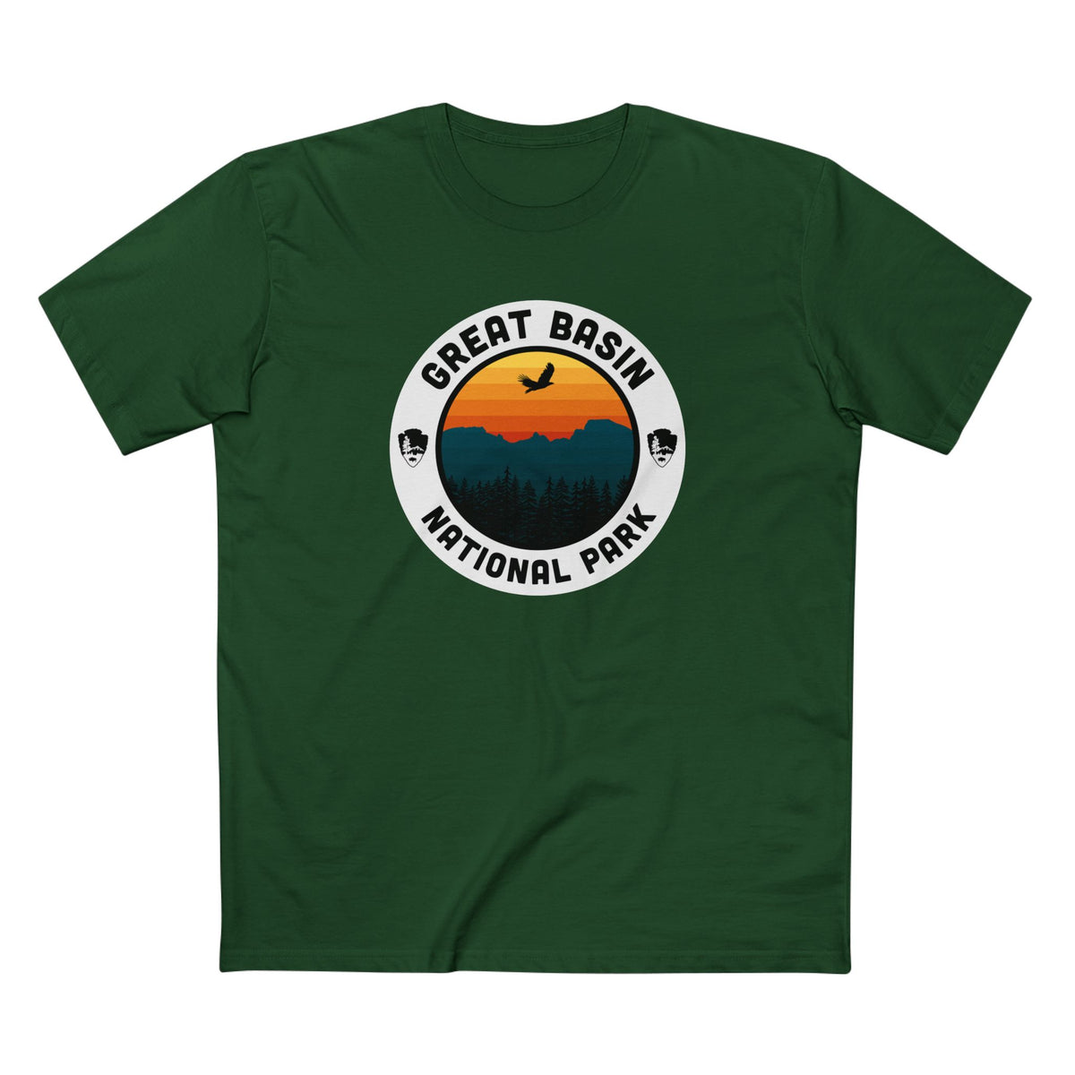 Great Basin National Park T-Shirt - Round Badge Design in Forest Green