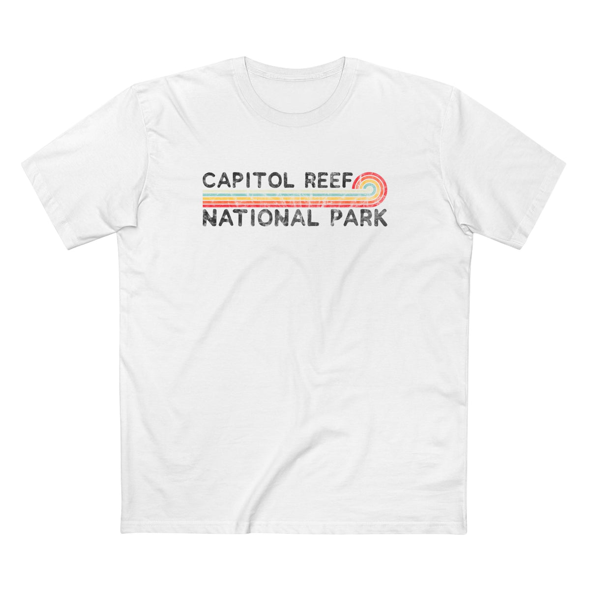 Capitol Reef National Park T-Shirt - Vintage Stretched Sunrise in White