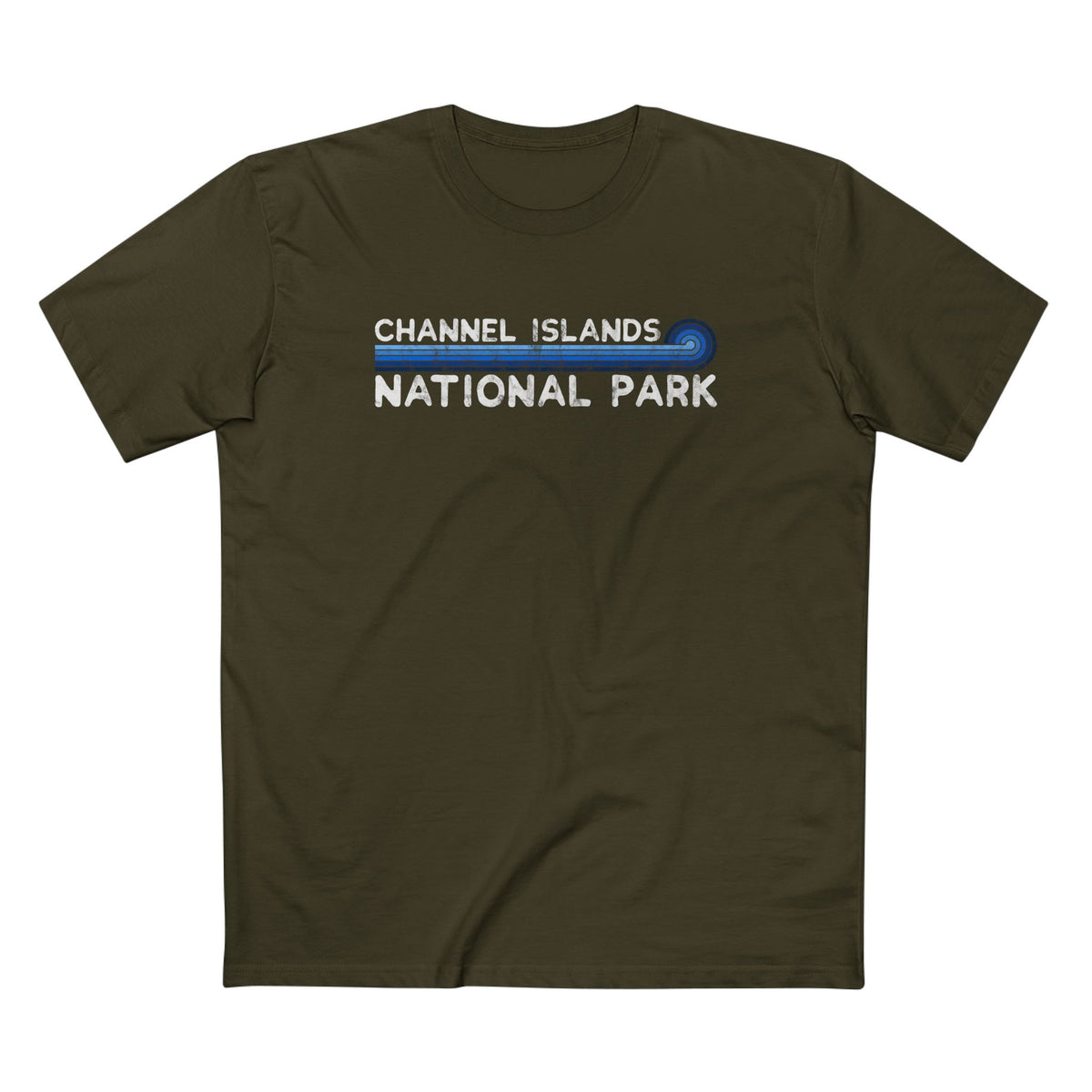 Channel Islands National Park T-Shirt - Blue Vintage Stretched Sunrise in Army