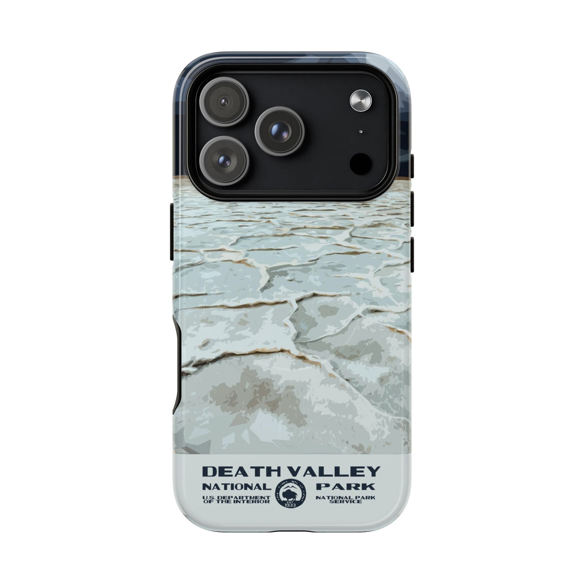 Death Valley National Park iPhone case with MagSafe featuring Badwater Basin artwork.