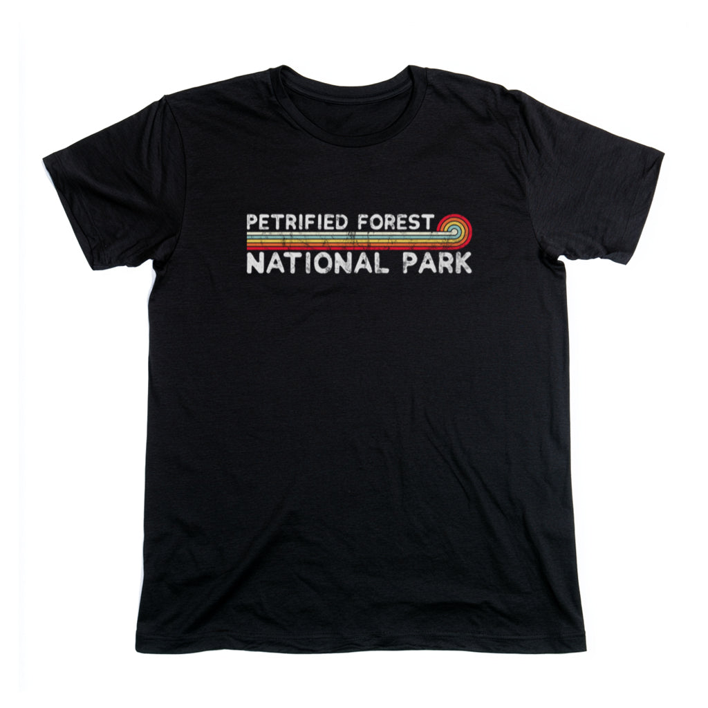 Petrified Forest National Park T-Shirt - Vintage Stretched Sunrise in Black