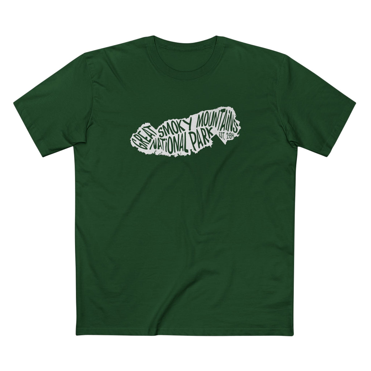 Great Smoky Mountains National Park T-Shirt - Map in Forest Green