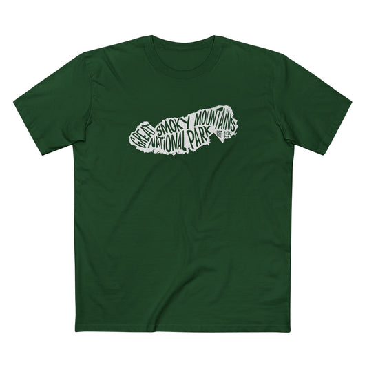 Great Smoky Mountains National Park T-Shirt - Map in Forest Green