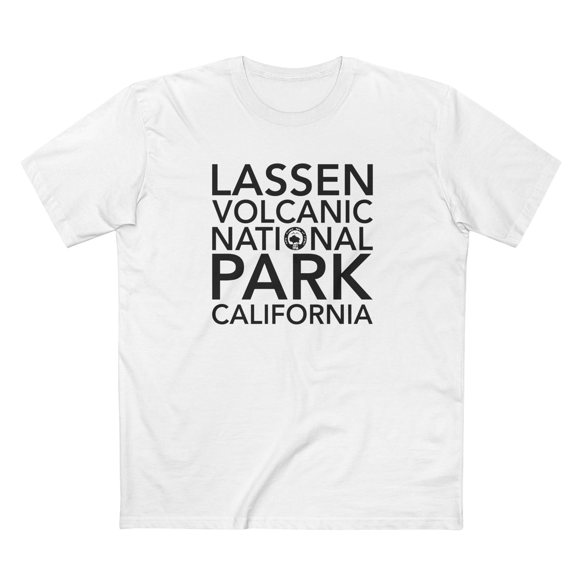 Lassen Volcanic National Park T-Shirt Block Text in White