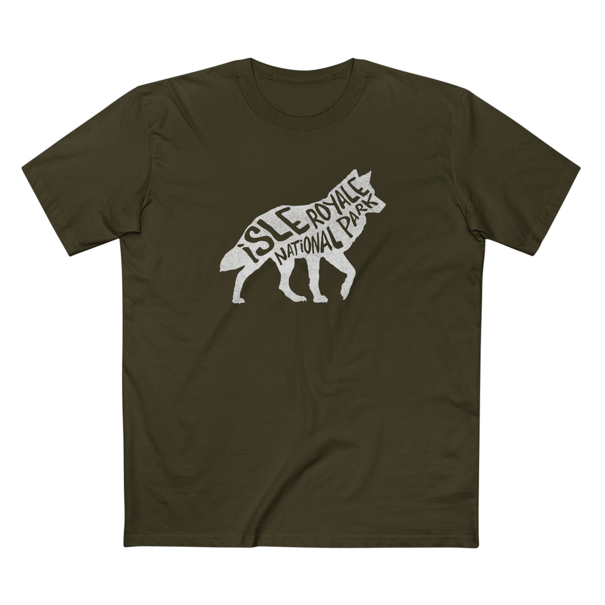 Isle Royale National Park T-Shirt - Gray Wolf in Army