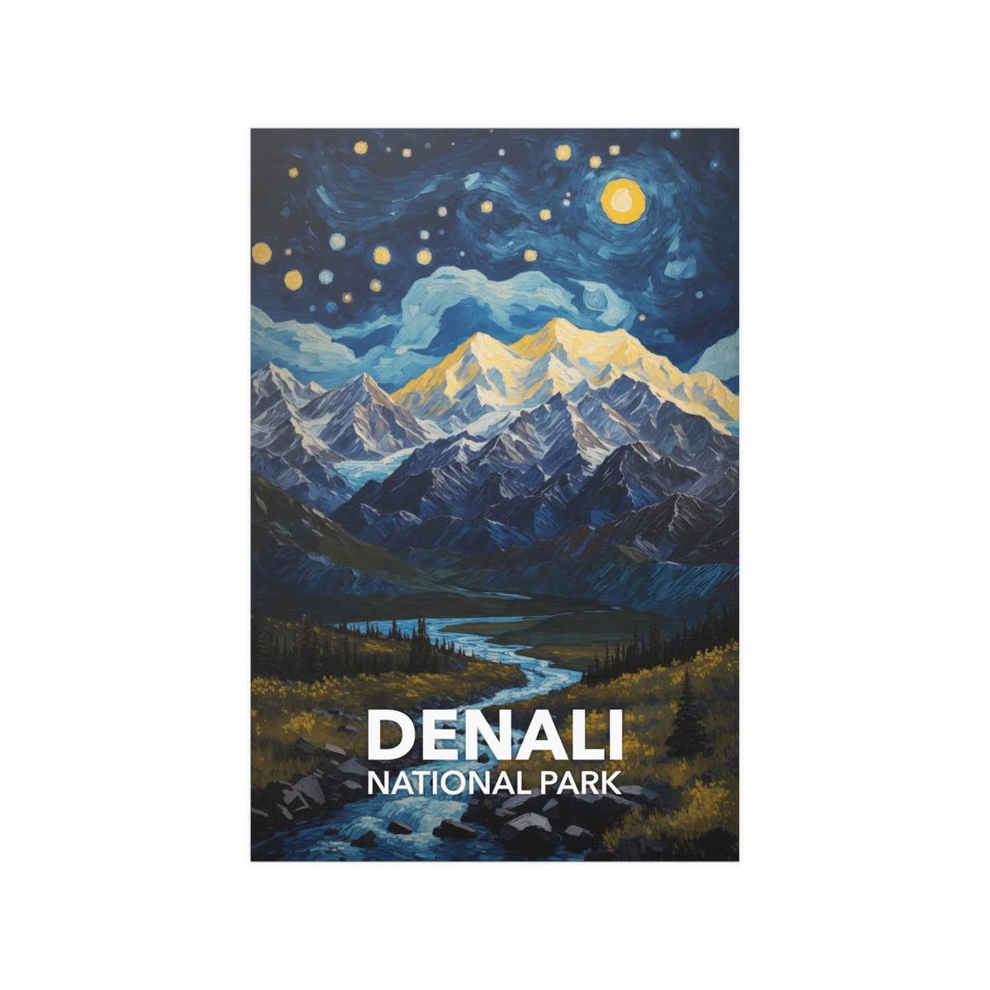 Denali National Park Poster - Starry Night
