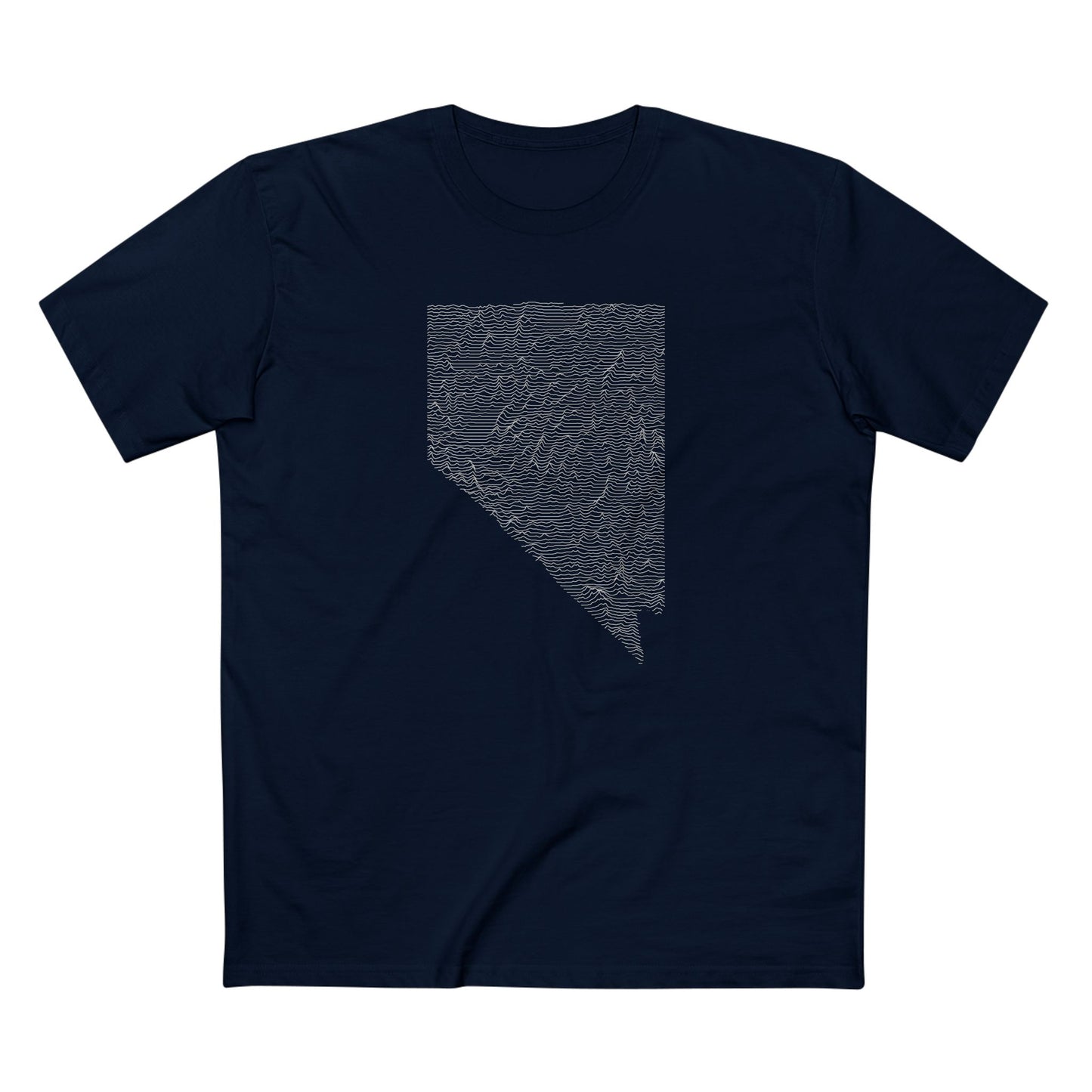 Nevada T-Shirt - Topographical Lines Unknown Pleasures in Navy