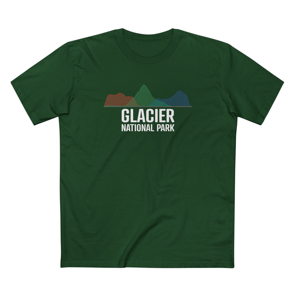 Glacier National Park T-Shirt - Histogram Design in Forest Green