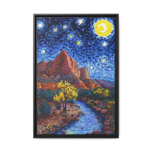 Zion National Park Framed Canvas - The Starry Night