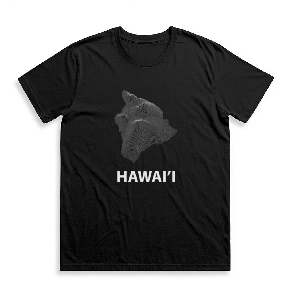 Hawai'i T-Shirt Topographical Lines in Black