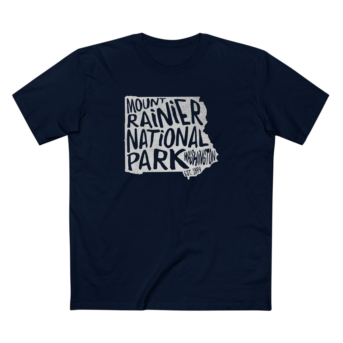Mount Rainier National Park T-Shirt - Map in Navy