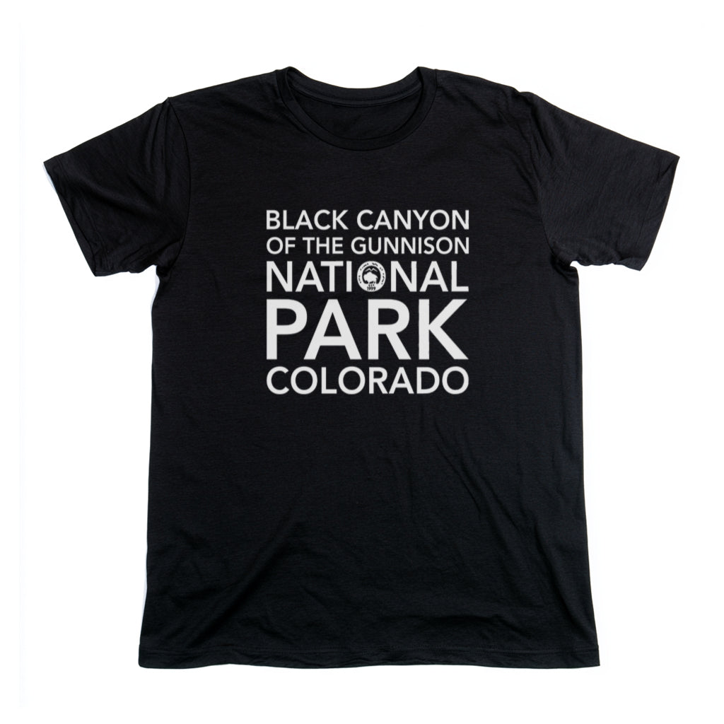 Black Canyon of the Gunnison National Park T-Shirt Block Text in Black