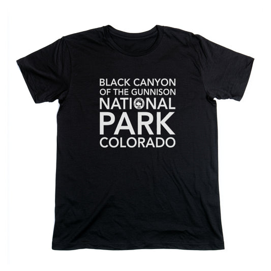 Black Canyon of the Gunnison National Park T-Shirt Block Text in Black