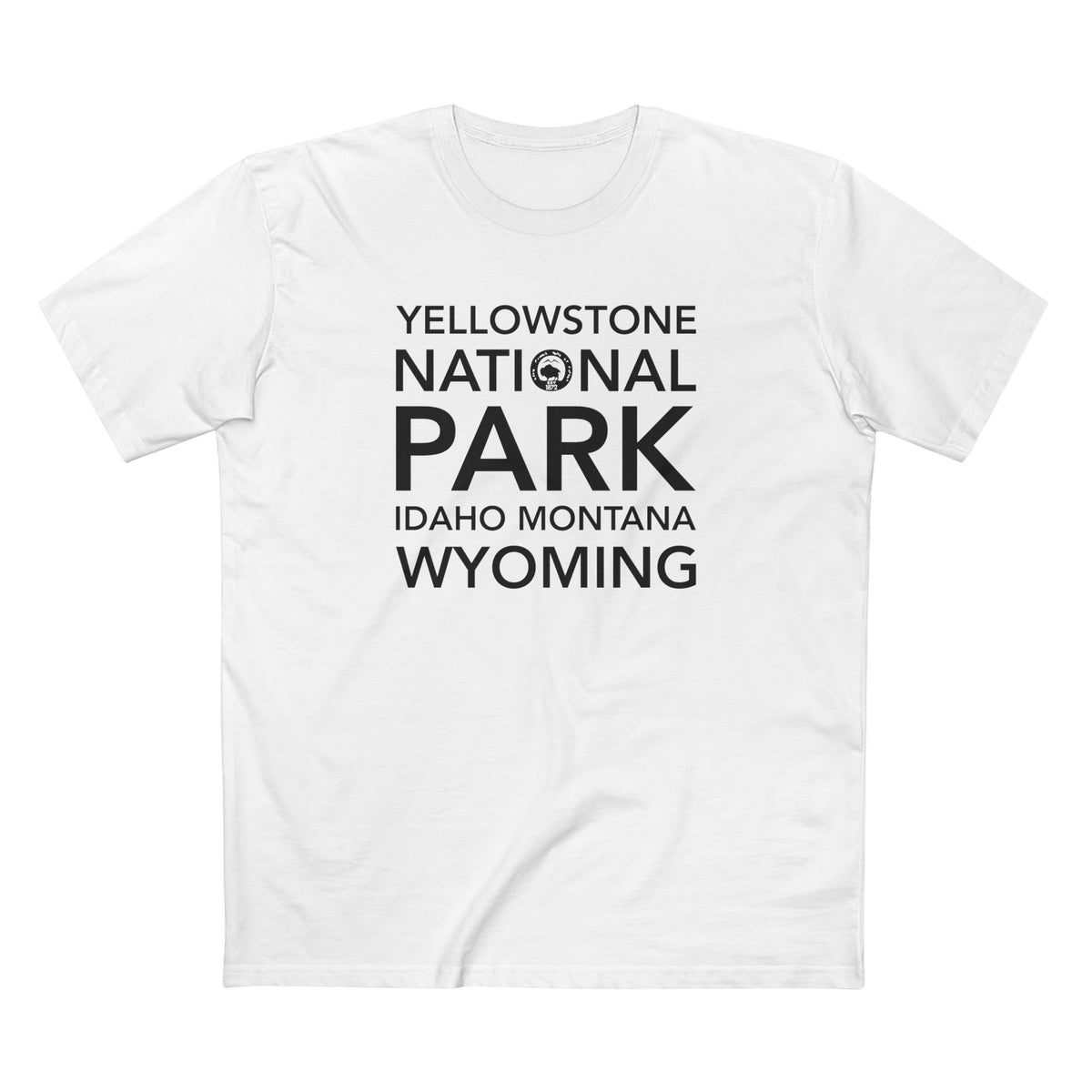 Yellowstone National Park T-Shirt Block Text in White