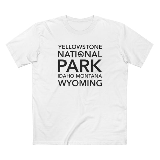 Yellowstone National Park T-Shirt Block Text in White