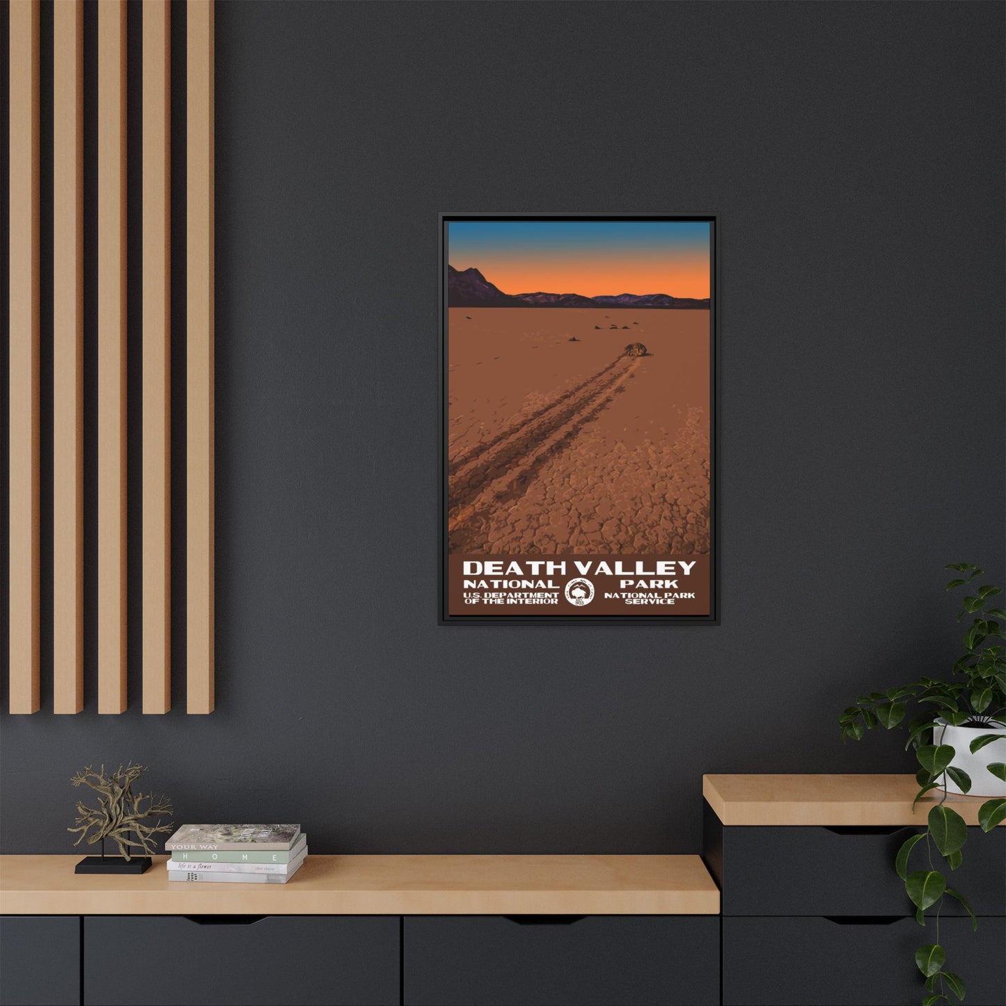 Death Valley National Park Framed Canvas - WPA Poster Racetrack Playa