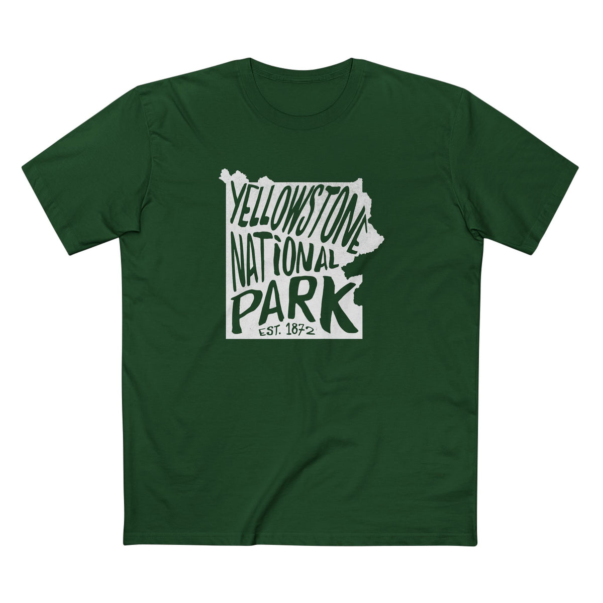 Yellowstone National Park T-Shirt - Map in Forest Green