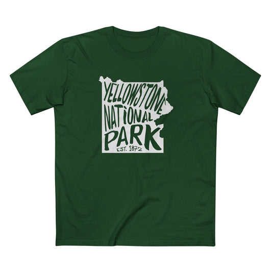Yellowstone National Park T-Shirt - Map in Forest Green