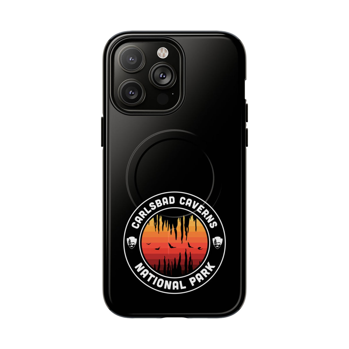Carlsbad Caverns National Park iPhone Case with MagSafe - Orange Round Emblem Design