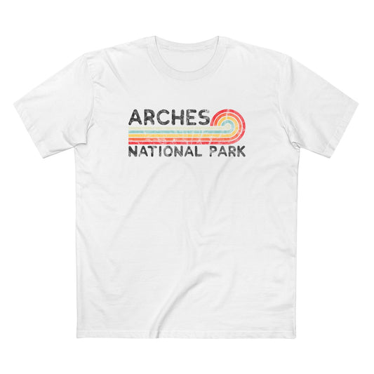 Arches National Park T-Shirt - Vintage Stretched Sunrise in White