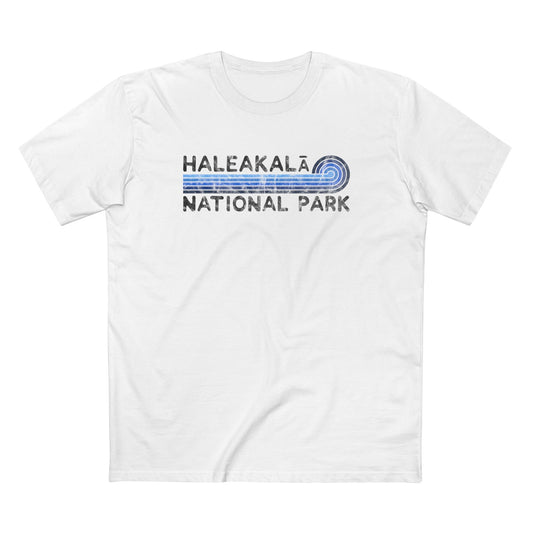 Haleakala National Park T-Shirt - Blue Vintage Stretched Sunrise in White